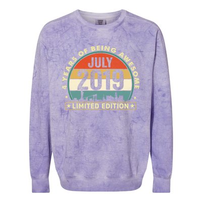 4 Years Old Vintage July 2019 Funny Gift 4th Birthday Gift Colorblast Crewneck Sweatshirt