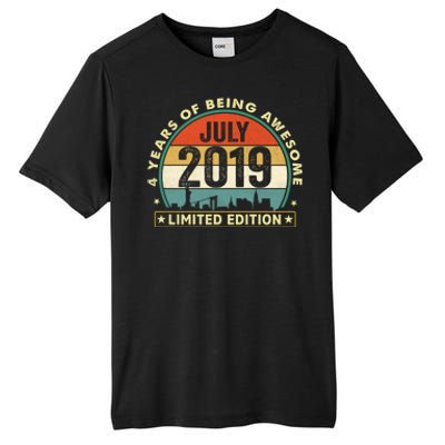 4 Years Old Vintage July 2019 Funny Gift 4th Birthday Gift Tall Fusion ChromaSoft Performance T-Shirt