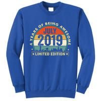 4 Years Old Vintage July 2019 Funny Gift 4th Birthday Gift Sweatshirt