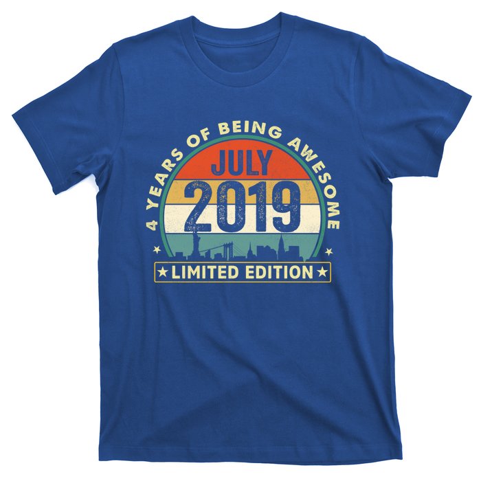 4 Years Old Vintage July 2019 Funny Gift 4th Birthday Gift T-Shirt