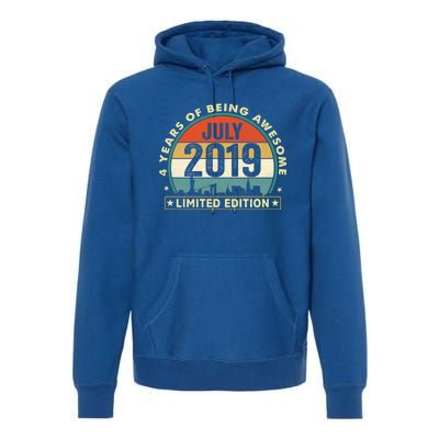 4 Years Old Vintage July 2019 Funny Gift 4th Birthday Gift Premium Hoodie