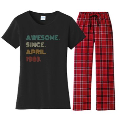 40 Years Old Awesome Since April 1983 40th Birthday Women's Flannel Pajama Set