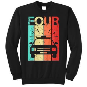 4 Year Old Police Car Birthday Fourth 4th Birthday Boy Girl Sweatshirt