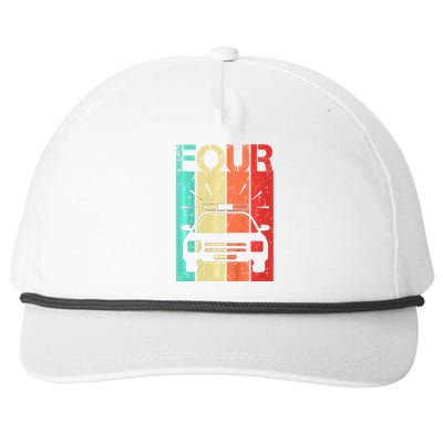 4 Year Old Police Car Birthday Fourth 4th Birthday Boy Girl Snapback Five-Panel Rope Hat