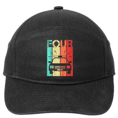 4 Year Old Police Car Birthday Fourth 4th Birthday Boy Girl 7-Panel Snapback Hat