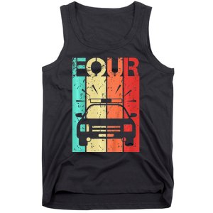 4 Year Old Police Car Birthday Fourth 4th Birthday Boy Girl Tank Top