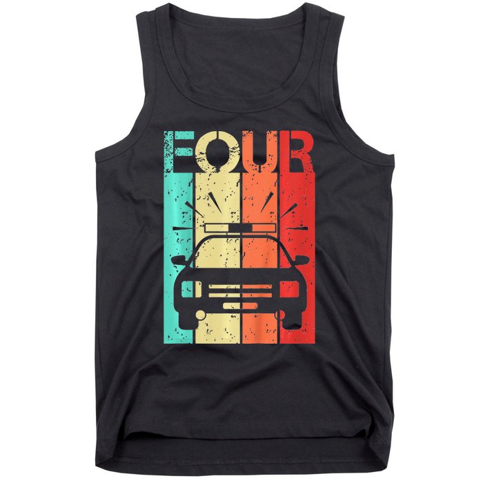 4 Year Old Police Car Birthday Fourth 4th Birthday Boy Girl Tank Top