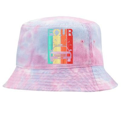 4 Year Old Police Car Birthday Fourth 4th Birthday Boy Girl Tie-Dyed Bucket Hat