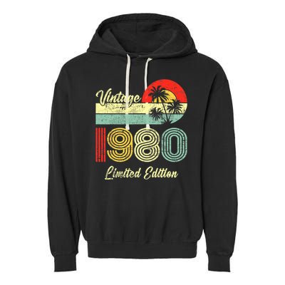 43 Years Old Vintage 1980 Limited Edition 43rd Birthday Garment-Dyed Fleece Hoodie