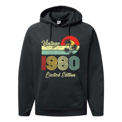 43 Years Old Vintage 1980 Limited Edition 43rd Birthday Performance Fleece Hoodie