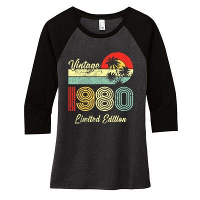 43 Years Old Vintage 1980 Limited Edition 43rd Birthday Women's Tri-Blend 3/4-Sleeve Raglan Shirt