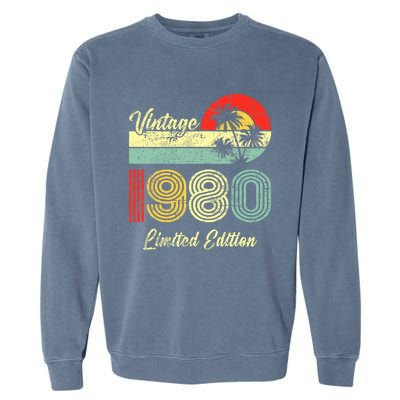 43 Years Old Vintage 1980 Limited Edition 43rd Birthday Garment-Dyed Sweatshirt