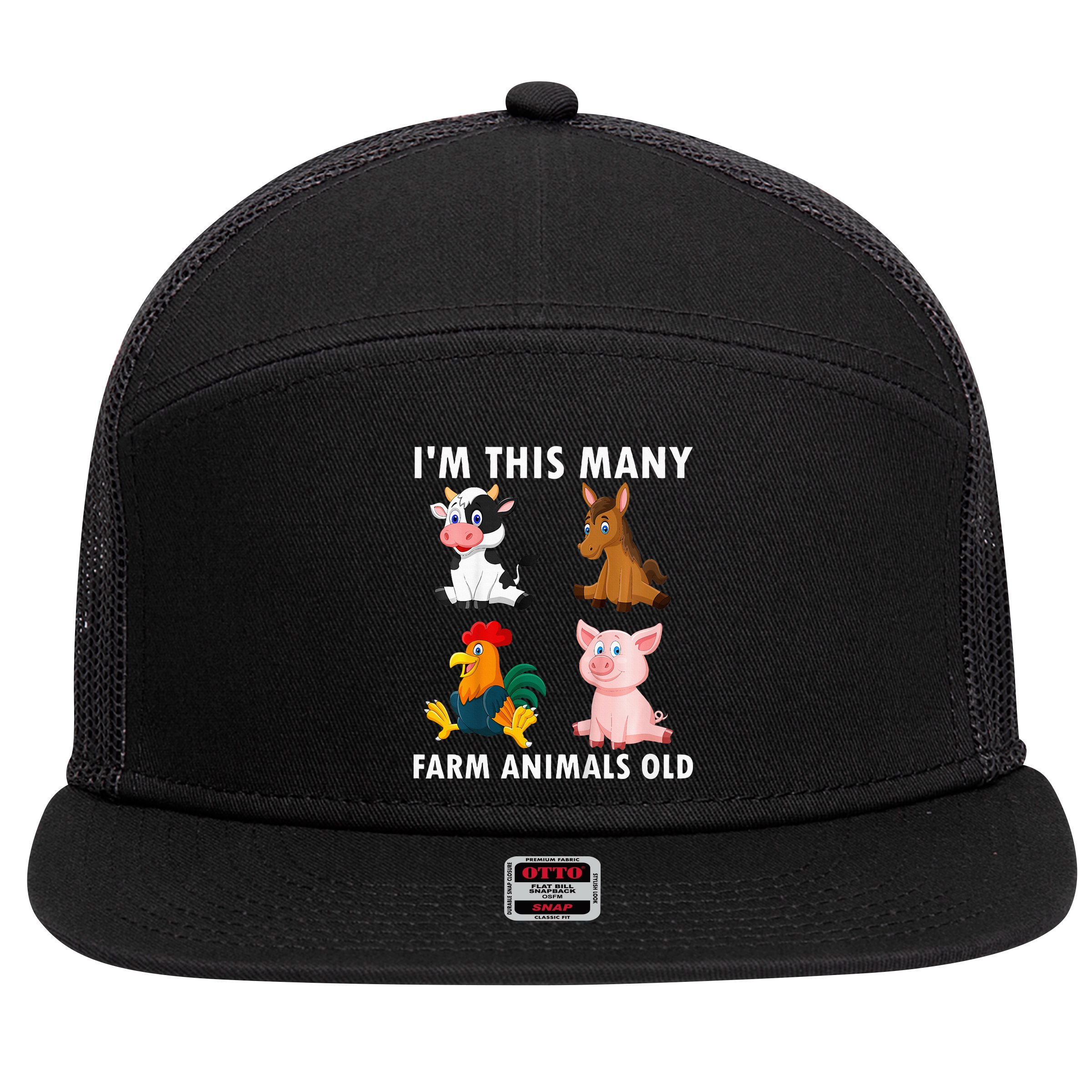 4 Year Old Boy Farm Animals Old 4th Birthday 7 Panel Mesh Trucker Snapback Hat