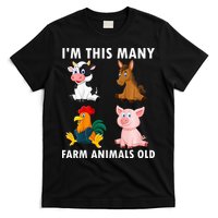 4 Year Old Boy Farm Animals Old 4th Birthday T-Shirt