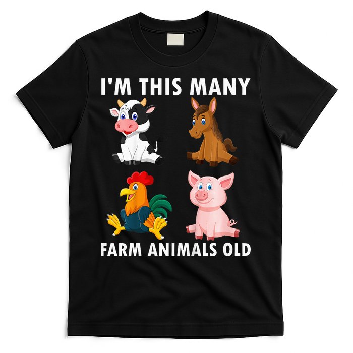 4 Year Old Boy Farm Animals Old 4th Birthday T-Shirt