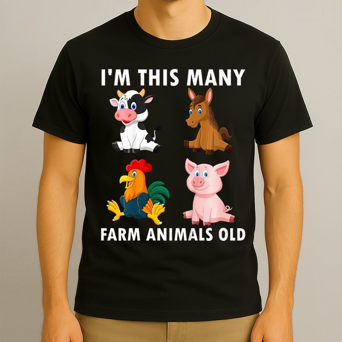 4 Year Old Boy Farm Animals Old 4th Birthday T-Shirt