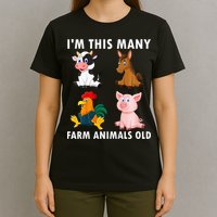 4 Year Old Boy Farm Animals Old 4th Birthday T-Shirt