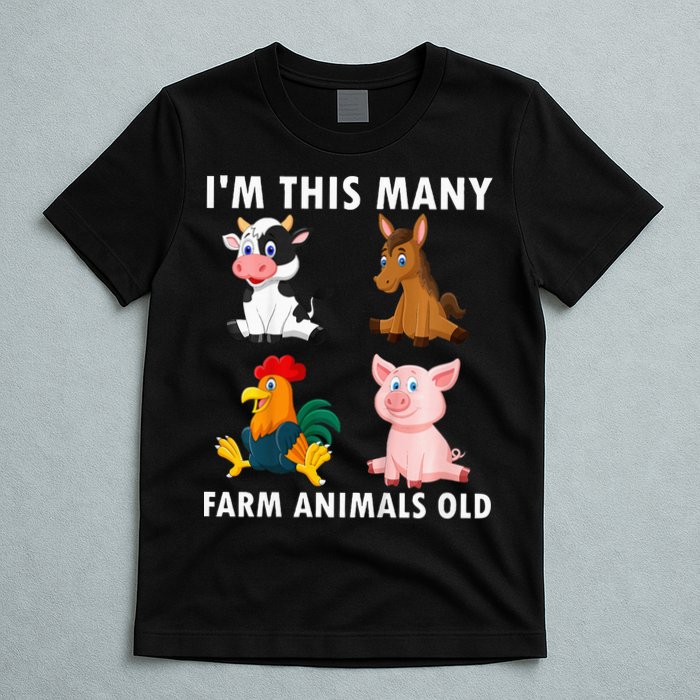 4 Year Old Boy Farm Animals Old 4th Birthday T-Shirt
