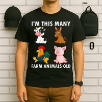4 Year Old Boy Farm Animals Old 4th Birthday T-Shirt