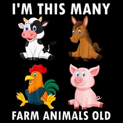 4 Year Old Boy Farm Animals Old 4th Birthday T-Shirt