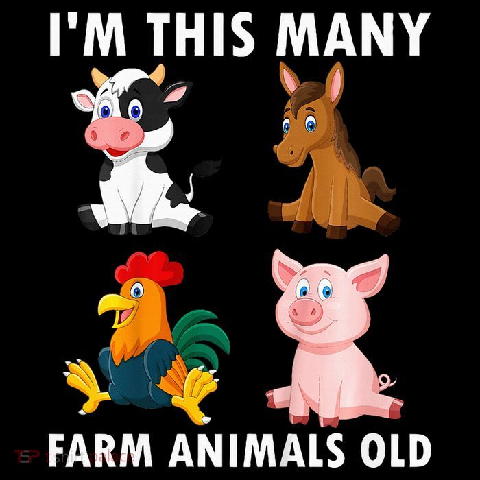 4 Year Old Boy Farm Animals Old 4th Birthday Tall T-Shirt