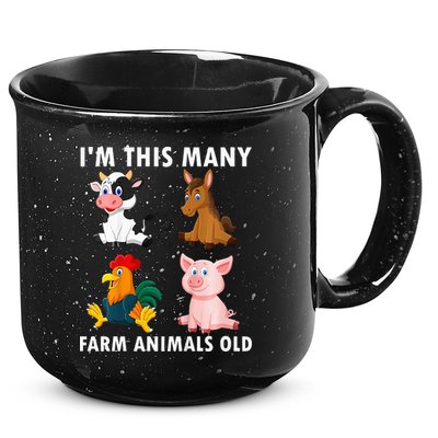 4 Year Old Boy Farm Animals Old 4th Birthday 15oz Campfire Ceramic Mug