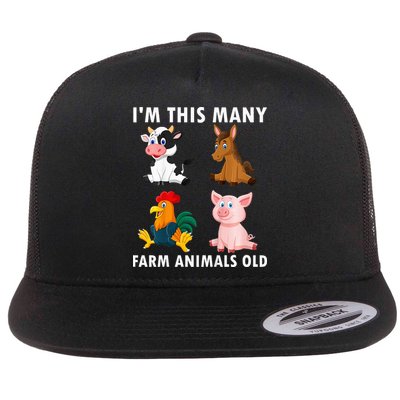 4 Year Old Boy Farm Animals Old 4th Birthday Flatbill Hat
