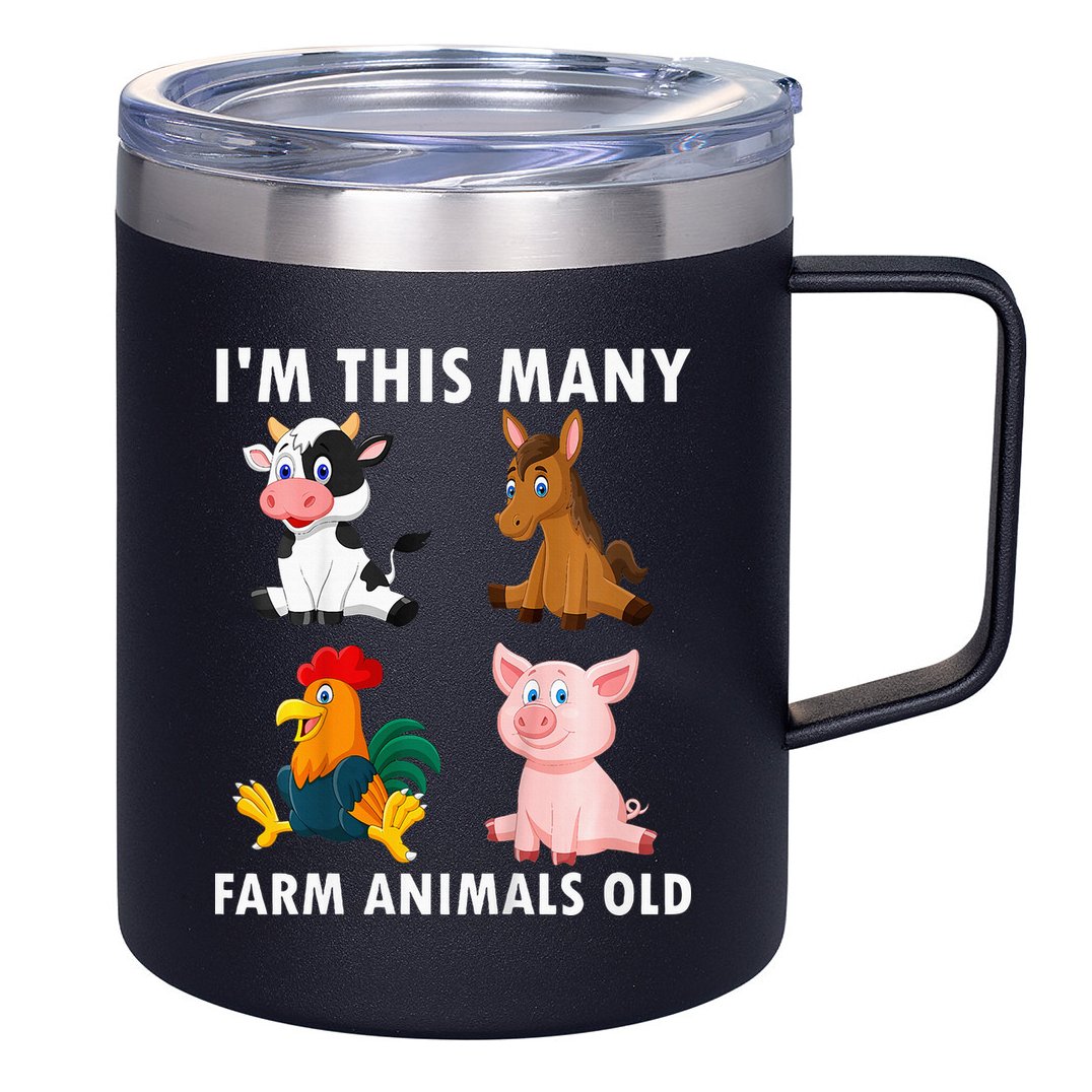 4 Year Old Boy Farm Animals Old 4th Birthday 12oz Stainless Steel Coffee Mug