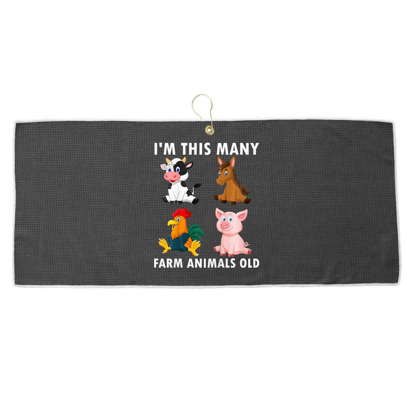 4 Year Old Boy Farm Animals Old 4th Birthday Large Microfiber Waffle Golf Towel