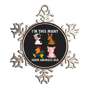 4 Year Old Boy Farm Animals Old 4th Birthday Metallic Star Ornament