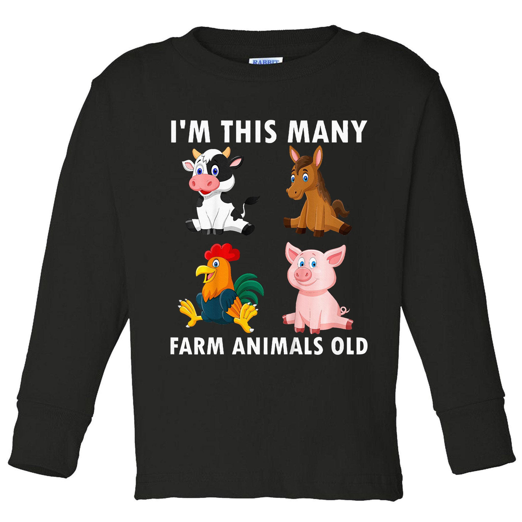 4 Year Old Boy Farm Animals Old 4th Birthday Toddler Long Sleeve Shirt