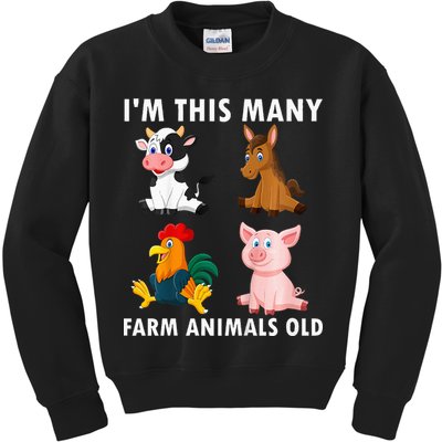 4 Year Old Boy Farm Animals Old 4th Birthday Kids Sweatshirt