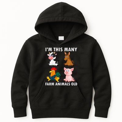 4 Year Old Boy Farm Animals Old 4th Birthday Kids Hoodie