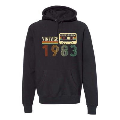 40 Year Old Gifts Vintage 1983 40th Birthday Cassette Tape Premium Hoodie