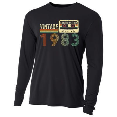 40 Year Old Gifts Vintage 1983 40th Birthday Cassette Tape Cooling Performance Long Sleeve Crew