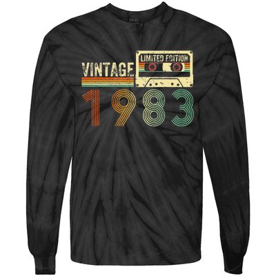 40 Year Old Gifts Vintage 1983 40th Birthday Cassette Tape Tie-Dye Long Sleeve Shirt