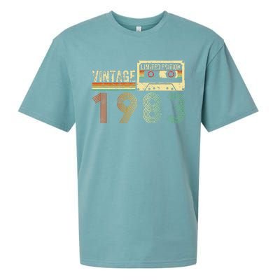 40 Year Old Gifts Vintage 1983 40th Birthday Cassette Tape Sueded Cloud Jersey T-Shirt