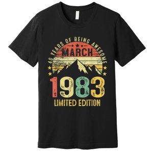 40 Year Old Gift March 1983 Limited Edition 40th Birthday Premium T-Shirt