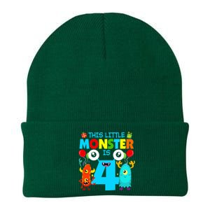 4 Year Old Gifts This Little Monster Is 4th Birthday Boy Knit Cap Winter Beanie