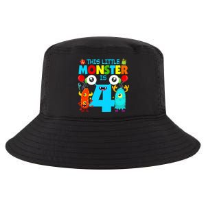 4 Year Old Gifts This Little Monster Is 4th Birthday Boy Cool Comfort Performance Bucket Hat