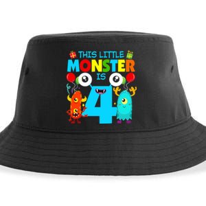 4 Year Old Gifts This Little Monster Is 4th Birthday Boy Sustainable Bucket Hat