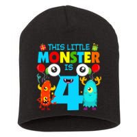 4 Year Old Gifts This Little Monster Is 4th Birthday Boy Short Acrylic Beanie