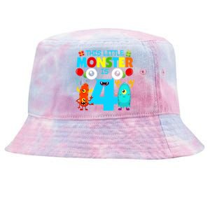 4 Year Old Gifts This Little Monster Is 4th Birthday Boy Tie-Dyed Bucket Hat