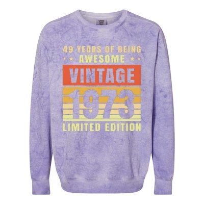 49 Years Of Being Awesome Vintage 1973 Colorblast Crewneck Sweatshirt