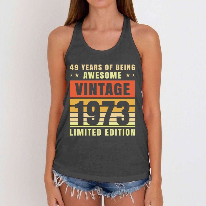 49 Years Of Being Awesome Vintage 1973 Women's Knotted Racerback Tank