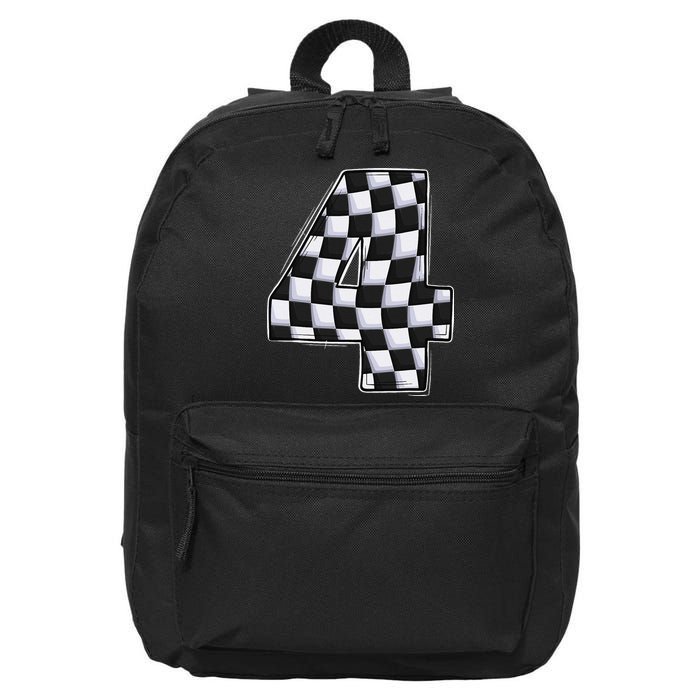 4 Year Old Pit Crew Car Racing 4th Birthday Race Car 16 in Basic Backpack