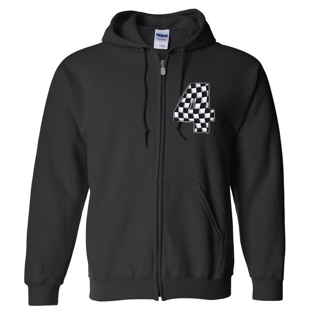 4 Year Old Pit Crew Car Racing 4th Birthday Race Car Full Zip Hoodie