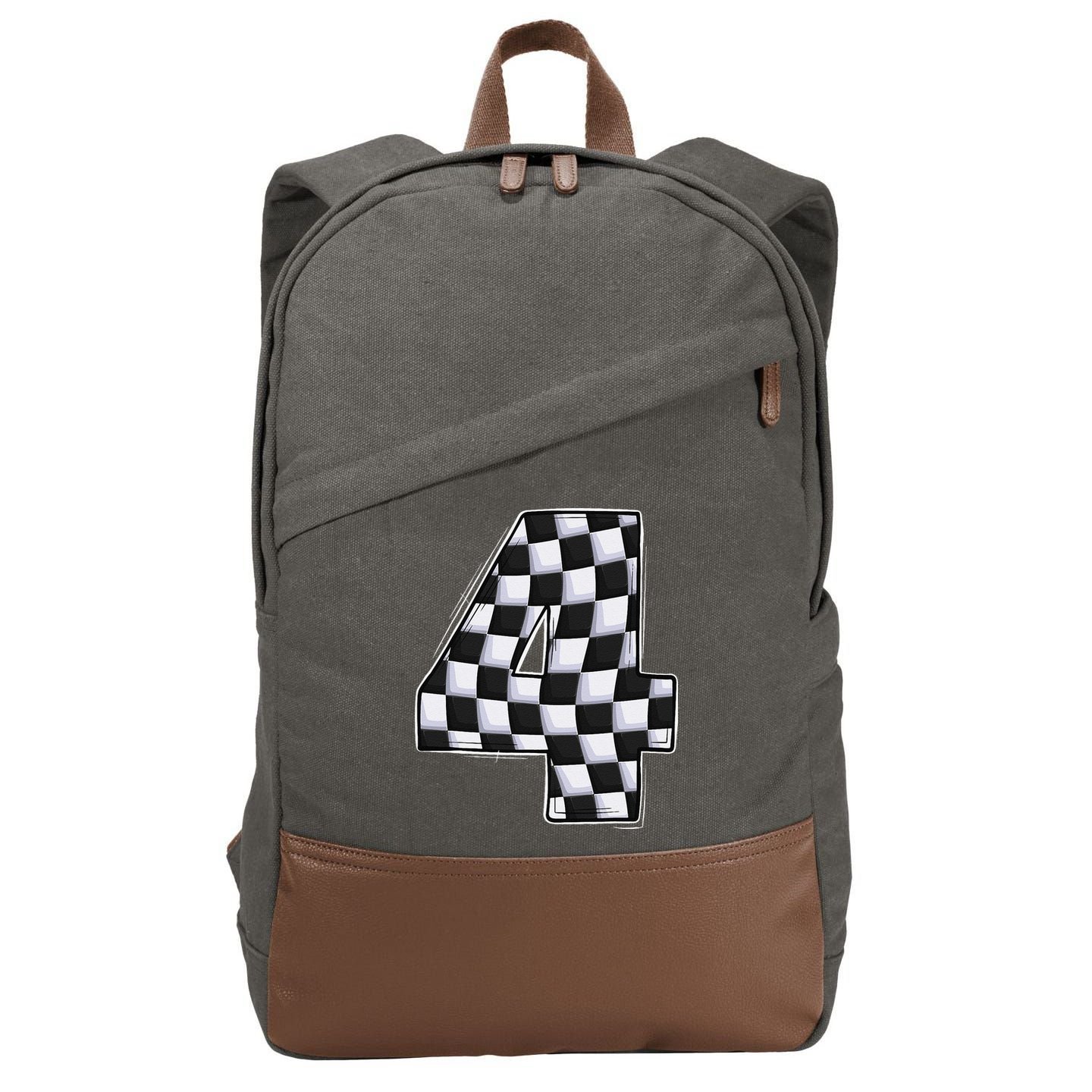 4 Year Old Pit Crew Car Racing 4th Birthday Race Car Cotton Canvas Backpack
