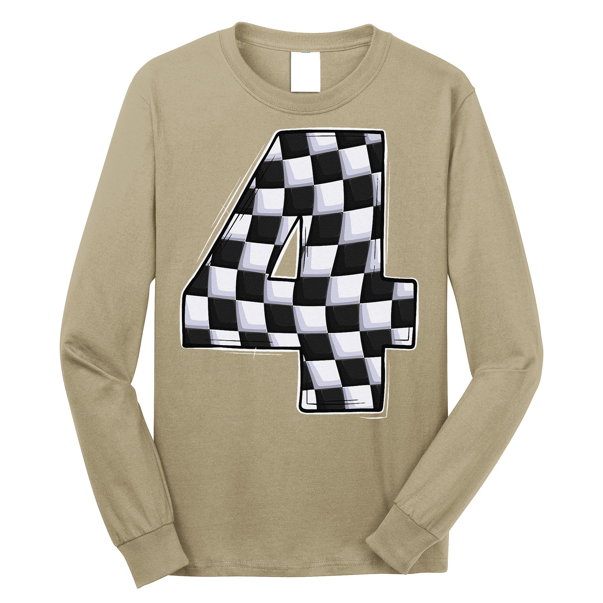 4 Year Old Pit Crew Car Racing 4th Birthday Race Car Long Sleeve Shirt