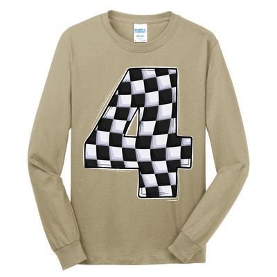 4 Year Old Pit Crew Car Racing 4th Birthday Race Car Tall Long Sleeve T-Shirt